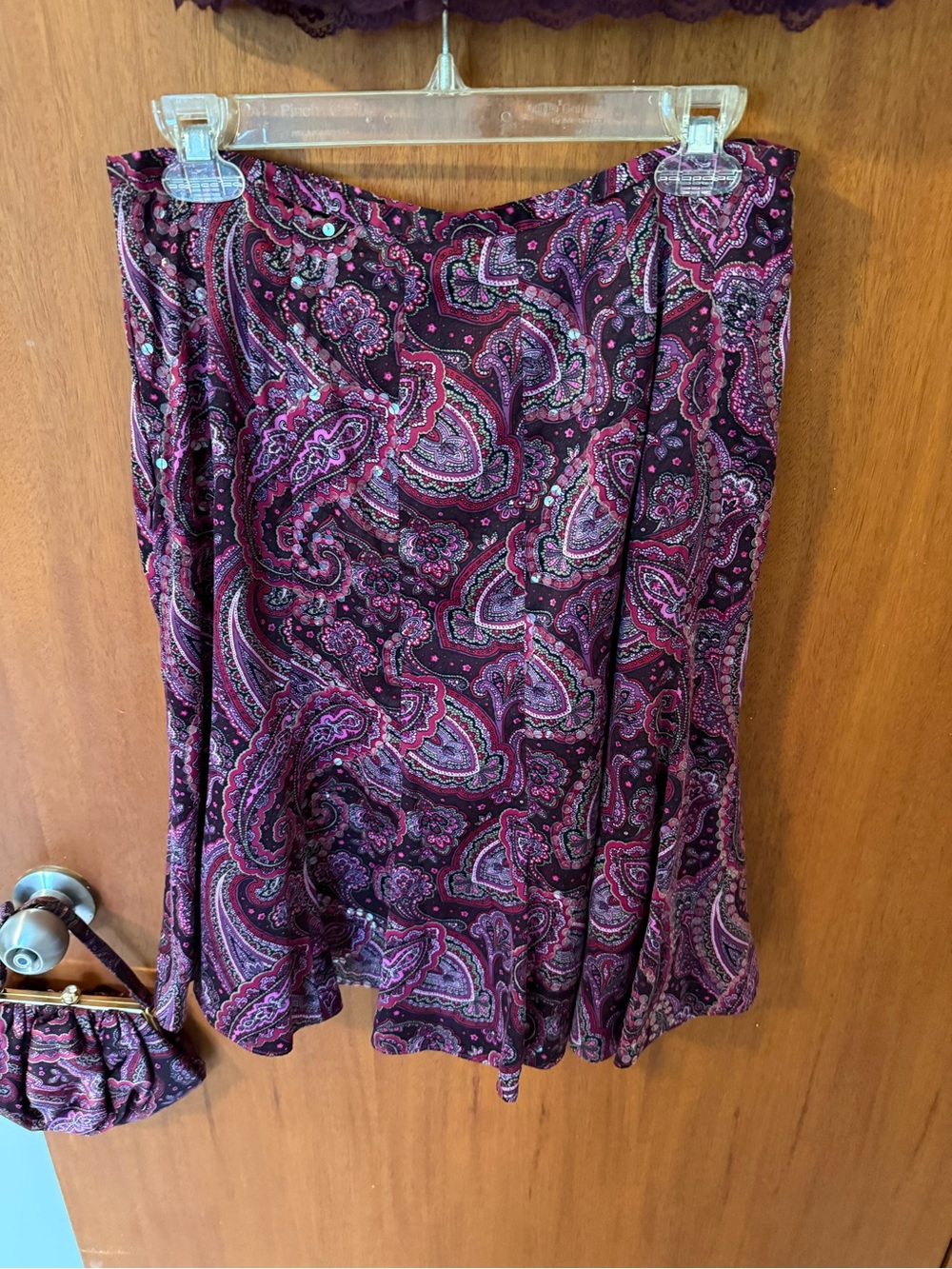 LOFT Paisley A-Line Skirt with Matching Clutch
